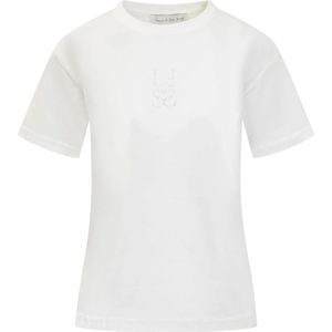 Ludovic de Saint Sernin, Tops, Dames, Wit, L, Witte T-shirt met Strass Monogram