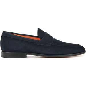 Santoni, Schoenen, Heren, Blauw, 44 EU, Suède, Blauwe Suède Instappers