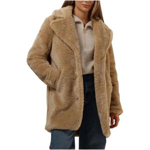 Notre-v, Jassen, Dames, Bruin, S, Beige Teddy Jas voor Stijlvolle Winter