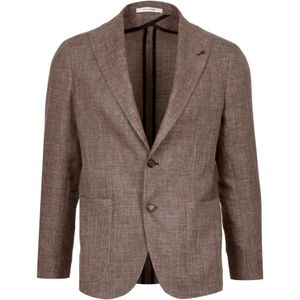 Tagliatore, Luxe Linnen en Wol Blend Blazer Bruin, Heren, Maat:2XL