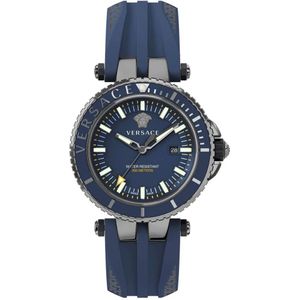 Versace, Duiker Blauw Siliconen Band Horloge Blauw, Heren, Maat:ONE Size