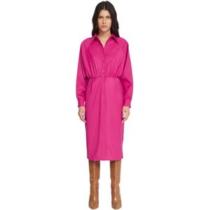 Silvian Heach, Kleedjes, Dames, Roze, L, Polyester, Midi Jurk met Elastische Taille