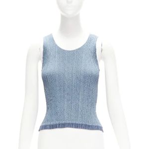 Issey Miyake Pre-owned, Pre-owned, Dames, Blauw, M, Polyester, Pre-owned Polyester tops