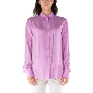 Tom Ford, Blouses & Shirts, Dames, Roze, S, Vloeibare Zijden Twill Shirt