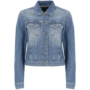 Dondup, Jassen, Dames, Blauw, M, Katoen, Blauwe Katoenen Jeansjas Vrouw Kraag