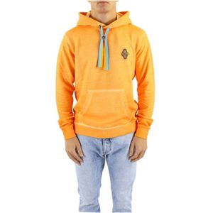 Marcelo Burlon, Sweatshirts & Hoodies, Heren, Oranje, M, Heren Sunset Cross Regular Hoodie