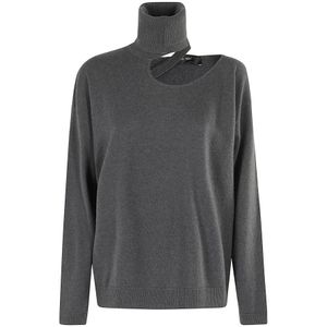 Federica Tosi, Truien, Dames, Grijs, 2Xs, Stijlvolle Cut Out Top