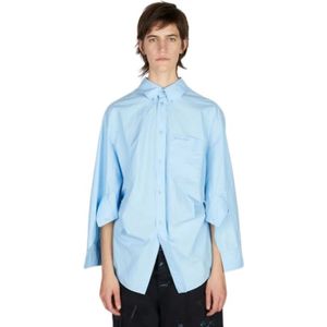 Balenciaga, Blouses & Shirts, Dames, Blauw, S, Katoen, Lichtblauw Katoenen Overhemd met Klassieke Kraag