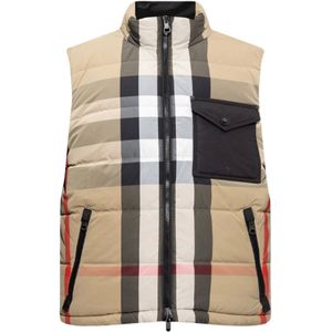 Burberry, Jassen, Heren, Beige, M, Polyester, Elegante Beige Lichtgewicht Gewatteerde Vest