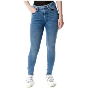 Pepe Jeans, Jeans, Dames, Blauw, W32 L30, Leer, Hoge Taille Skinny Fit Jeans