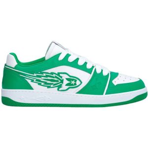 Enterprise Japan, Schoenen, Dames, Groen, 37 EU, Leer, Leren Sneakers met Ster Patch Logo