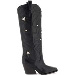 Stella McCartney, Texaanse laarzen met sterrenborduursel Zwart, Dames, Maat:36 EU