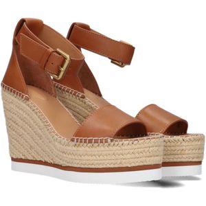 See by Chloé, Schoenen, Dames, Bruin, 40 EU, Leer, Hoge Espadrille Sandalen Glyn