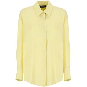 Fabiana Filippi, Blouses & Shirts, Dames, Geel, 2Xs, Gele Viscose Shirt met Asymmetrische Zoom