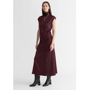 Aeron, Rokken, Dames, Rood, M, Satijn, Satijnen Maxi Rok met Hoge Split