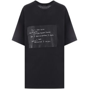 Yohji Yamamoto, T-Shirts Zwart, Dames, Maat:M