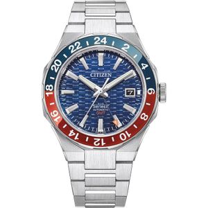 Citizen, Accessoires, Heren, Grijs, ONE Size, Automatisch Blauw Stalen Horloge