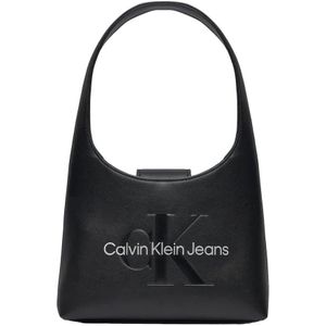 Calvin Klein Jeans, Tassen, Dames, Zwart, ONE Size, Dames Schoudertas uit de Lente/Zomer Collectie