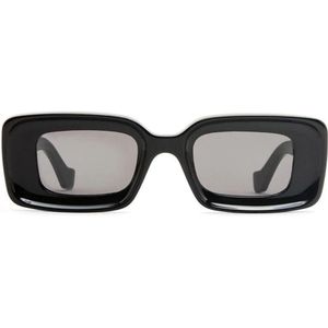 Loewe, Accessoires, Dames, Zwart, ONE Size, Rechthoekige zwarte zonnebril met grijze lens