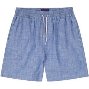 Portuguese Flannel, Korte broeken, Heren, Blauw, L, Katoen, Chambray Shorts, Regular Fit, Gemaakt in Portugal