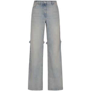 Courrèges, Sailor Blue Denim Baggy Pants Blauw, Dames, Maat:XS