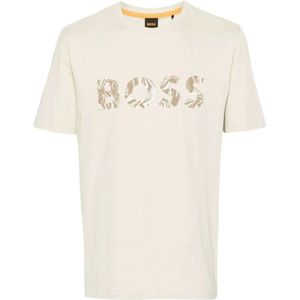 Hugo Boss, Tops, Heren, Beige, 2Xl, Katoen, Ocean T-shirt 100% Katoen Designers Code