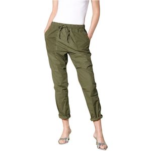 Mason's, Cargo Jogger Broek met Relaxte Pasvorm in Parachute Stof Groen, Dames, Maat:S