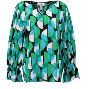 Joseph Ribkoff, Blouses & Shirts, Dames, Groen, L, Groene Blouse met Geometrische Print