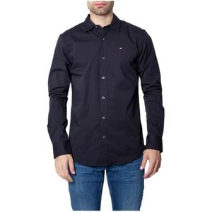 Tommy Jeans - Heren Overhemden Slim Fit Stretch - Zwart - Maat M