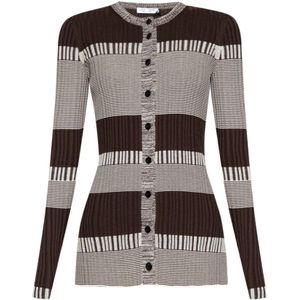 Proenza Schouler, Truien, Dames, Veelkleurig, M, Katoen, Geribbelde cardigan