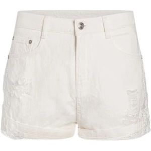 Ermanno Scervino, Korte broeken, Dames, Wit, S, Denim, Denim Mesh Lace Shorts