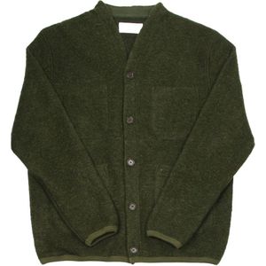 Universal Works, Truien, Heren, Groen, XL, Katoen, Gebogen V-hals Fleece Cardigan