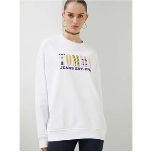 Tommy Jeans, Sweatshirts & Hoodies, Dames, Wit, S, Katoen, Witte Sweatshirt met Rits