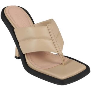 Andrea Adamo, Schoenen, Dames, Beige, 37 EU, Gewatteerde Leren Teenslippers