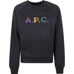 A.p.c., Sweatshirts & Hoodies, Dames, Blauw, XS, Katoen, Blauwe Trui Sweat Vicky