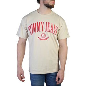 Tommy Hilfiger, Tops, Heren, Bruin, S, Katoen, Heren T-shirt met korte mouwen en ronde hals