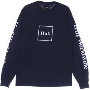 Huf, Sweatshirts & Hoodies, Heren, Blauw, S, Domestic Longsleeve Tee - Navy