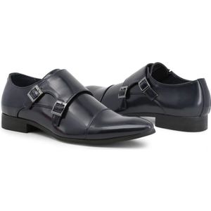 Duca di Morrone, Schoenen, Heren, Blauw, 40 EU, Leer, Navy Leren Lage Schoenen Gesp Detail