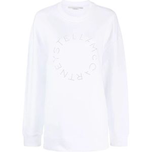 Stella McCartney, Wit Rhinestone Logo Sweatshirt Wit, Dames, Maat:S