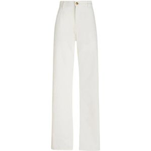 Etro, Witte Chevron Print Jeans met Pegaso Motief Wit, Dames, Maat:W25