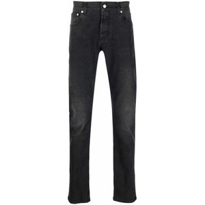 Alexander McQueen, Jeans, Heren, Zwart, S, Denim, Zwarte Slim-Fit Stretch Denim Jeans