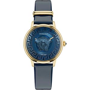 Versace, Accessoires, Dames, Geel, ONE Size, Medusa Alchemy Blauw Goud Horloge