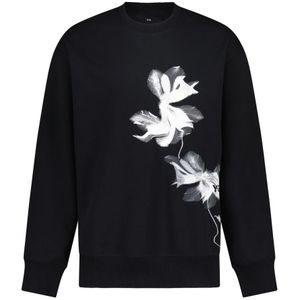 Y-3, Sweatshirts & Hoodies, Heren, Zwart, M, Katoen, Sweatshirt met Bloemenprint Logo