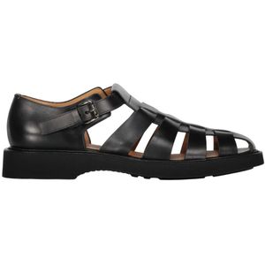 Church's, Schoenen, Heren, Zwart, 43 EU, Leer, Leren Sandalen met Ronde Neus