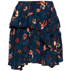 Ulla Johnson, Blauwe Bloemen Zijden Minirok Blauw, Dames, Maat:2XS