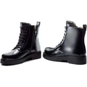 Twinset, Schoenen, Dames, Zwart, 37 EU, Leer, Leren Veterlaarzen