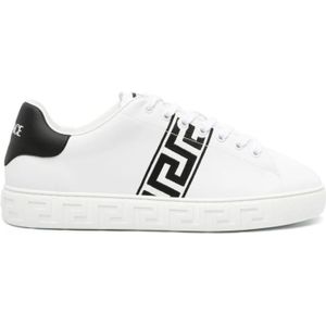 Versace, Platte schoenen met Greca borduurwerk Wit, Heren, Maat:40 EU