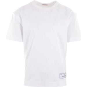 Valentino Garavani, Tops, Heren, Wit, L, Katoen, Witte Katoenen T-shirt met Logo Label