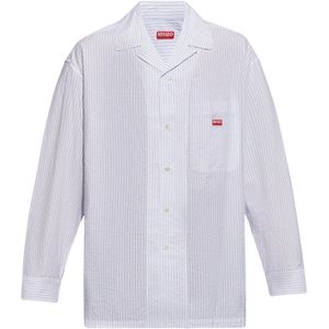 Kenzo, Overhemden, Heren, Wit, 2Xl, Katoen, Gestreept shirt