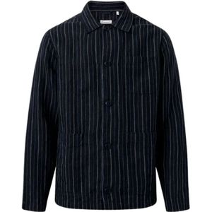 Knowledge Cotton Apparel, Overhemden, Heren, Blauw, XL, Linnen, Shirts